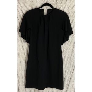 Elie Tahari Short Sleeve Elegant Black Mid Length Dress with Flutter Sleeves